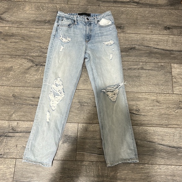 • Alexander Wang • Cult High Rise Straight Leg Jeans Light Blue Distressed 28 - Picture 2 of 5